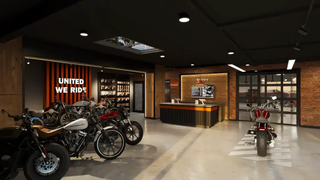 Render concesionario Harley Davidson Chile